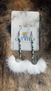 Fluffy Mink Fur & Beaded Dangle Earrings
