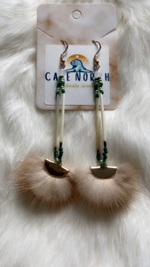 Porcupine Quill Earrings with Seed Beads & Mink