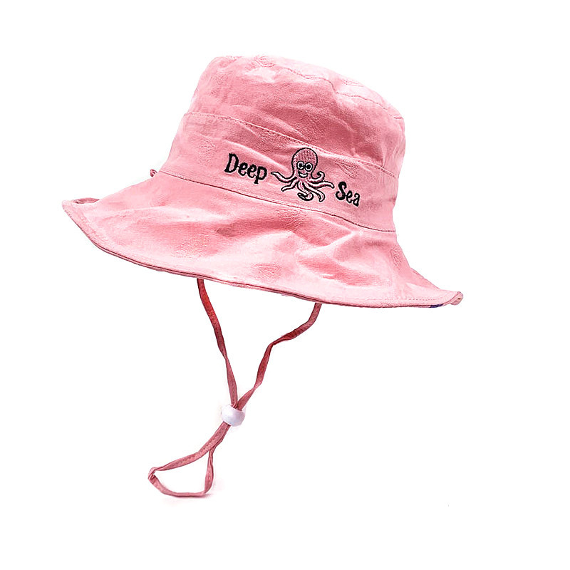 Wide Brim Reversible Kids Hat Pink - B 