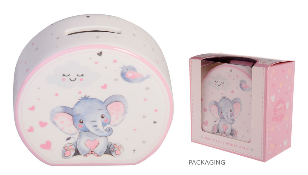 Baby Elephant Money Box Pink B'town Kids