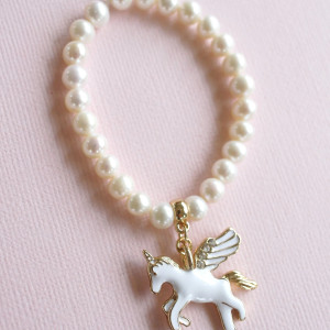 Freshwater Pearl Charm Bracelet - Unicorn Freshwater Pearl Charm Bracelet - Unicorn