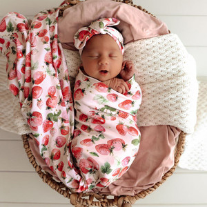 Organic Cotton Baby Jersey Wrap & Top Knot Set - Assorted Organic Cotton Baby Jersey Wrap & Top Knot Set - Assorted