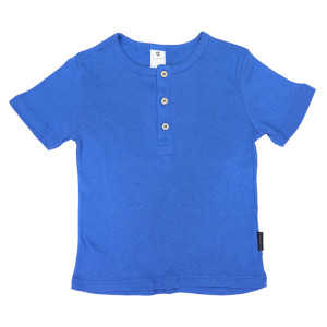 Cotton Modal Henley Tee - Blue Cotton Modal Henley Tee - Blue