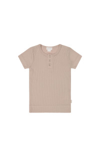 Organic Cotton Modal Henley Tee - Dusky Rose