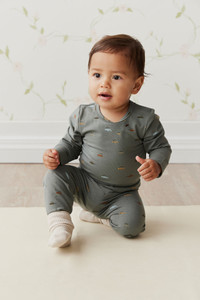 Organic Cotton Modal Fernely Long Sleeve Bodysuit - Vintage Cars Agave