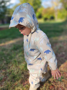 Bear Colour Change Sherpa Lined Zip Rain Suit - Tapioca