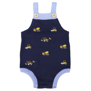 Trucks and Diggers Embroidered Knit Sunsuit - Navy Trucks and Diggers Embroidered Knit Sunsuit - Navy