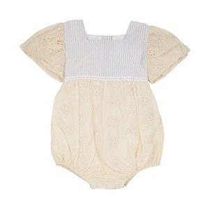 Peach Rose & Butter Cream Embroidery Anglaise Playsuit Peach Rose & Butter Cream Embroidery Anglaise Playsuit