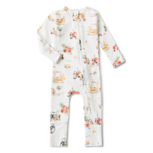 Organic Snugglesuit Convertible Romper - Diggers & Tractors Organic Snugglesuit Convertible Romper - Diggers & Tractors