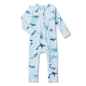 Organic Snugglesuit Convertible Romper - Ocean Blue Organic Snugglesuit Convertible Romper - Ocean Blue