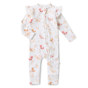 Organic Snugglesuit Convertible Romper with Frill - Butterfly Organic Snugglesuit Convertible Romper with Frill - Butterfly