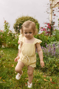 Organic Cotton Muslin Luciana Playsuit - Sunshine Organic Cotton Muslin Luciana Playsuit - Sunshine