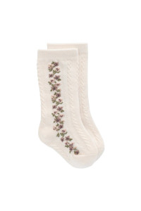 Cassie Floral Jacquard Knee High Sock - Bridal Blush