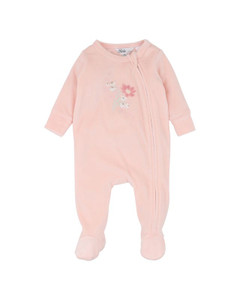 Fern Velour Embroidered Zip Onesie