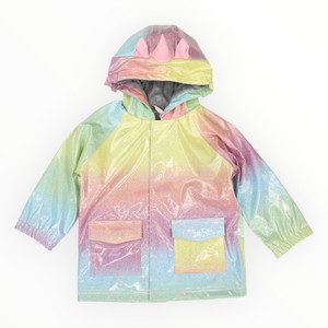 Unicorn Glitter Rainbow Terry Lined Raincoat