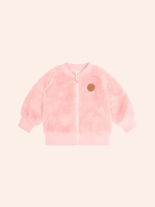 CHERRY BOW FURRY JACKET - Vintage Pink