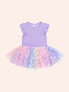 PURPLE S/SLV RIB DRESS - Orchid Purple