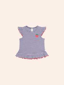 INK STRIPE RIB PEPLUM TEE