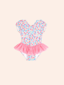 VINTAGE FLORAL PEPLUM SWIMSUIT
