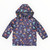 Farm Machine Print Fleece Lined Raincoat Navy