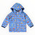 Farm Machine Print Fleece Lined Raincoat Blue