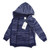 Fleck Knit Zip Hooded Jacket - Light Blue/Navy