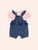 Flower Knit Denim Romper Set