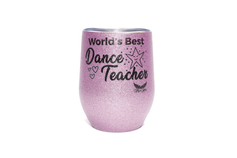 Stemless Glitter Cup Dance Teacher Pink