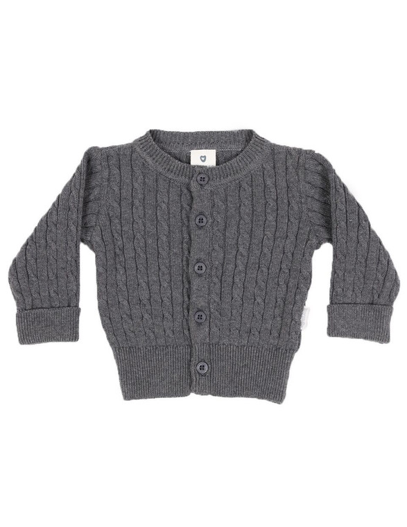 Mr Fox Cable Knit Jacket Charcoal