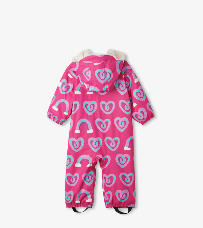 Twisty Rainbow Hearts Sherpa Lined Colour Changing Rainsuit