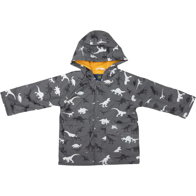 Colour Changing Raincoat Charcoal Dino