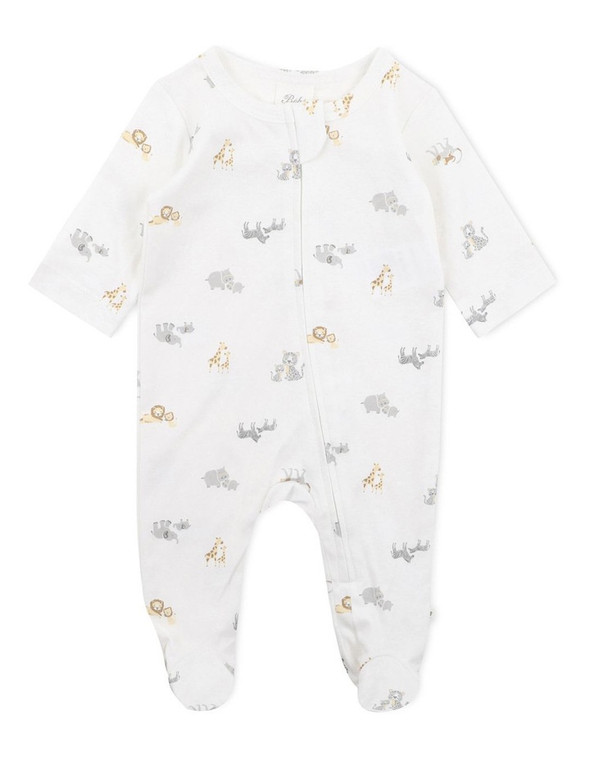 Bebe Safari Organic LS Zip Romper