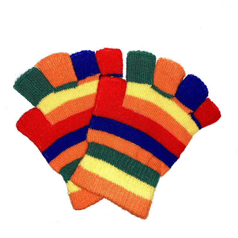 Kids Rainbow Half Finger Gloves