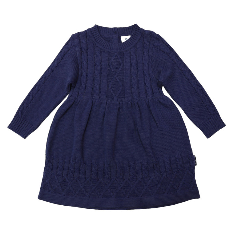 Textured Knit Dress - Navy