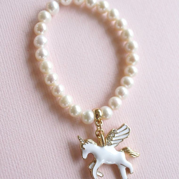 Freshwater Pearl Charm Bracelet - Unicorn