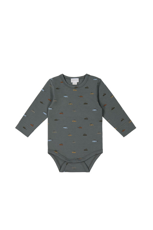 Organic Cotton Modal Fernely Long Sleeve Bodysuit - Vintage Cars Agave