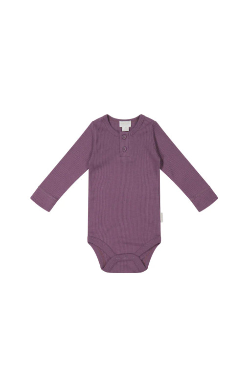 Organic Cotton Modal Long Sleeve Bodysuit - Elderberry