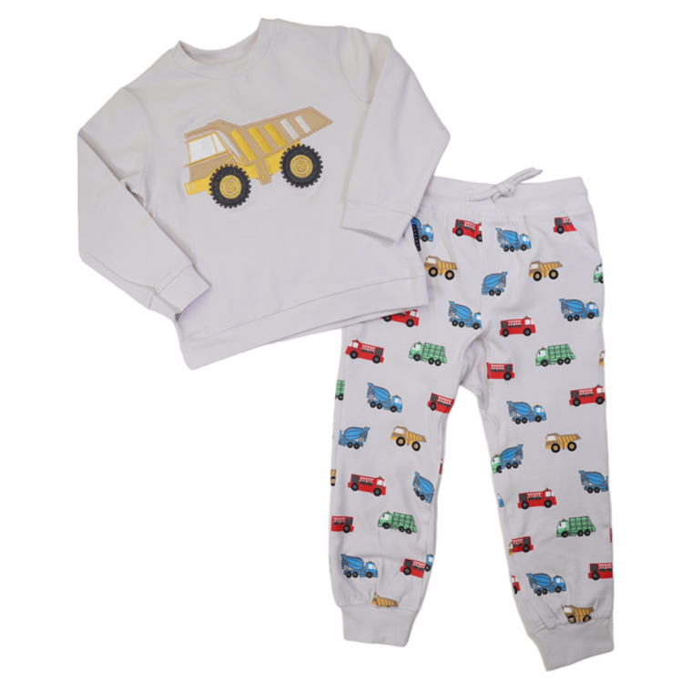 Truck Print Pyjamas - Microchip Grey