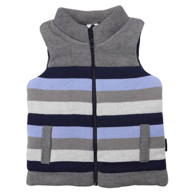 Padded Knit Vest - Charcoal/Blue Stripe