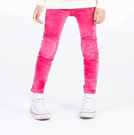 Pink Velvet Knee Patch Tights