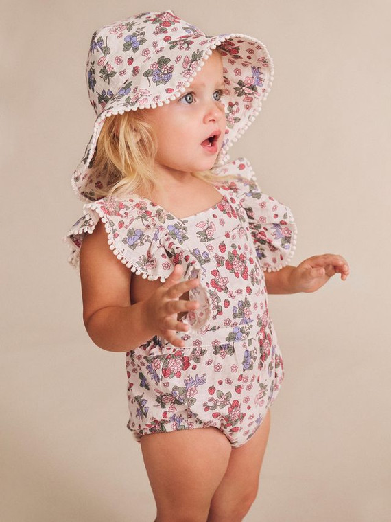 Strawberry Garden Playsuit Cream