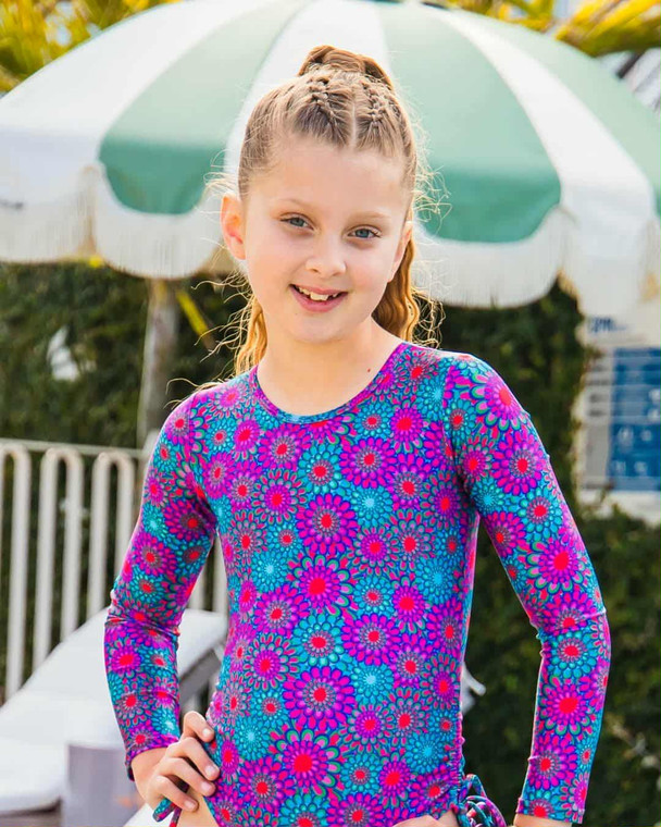 Charlotte Solid Back Long Sleeve Swimsuit