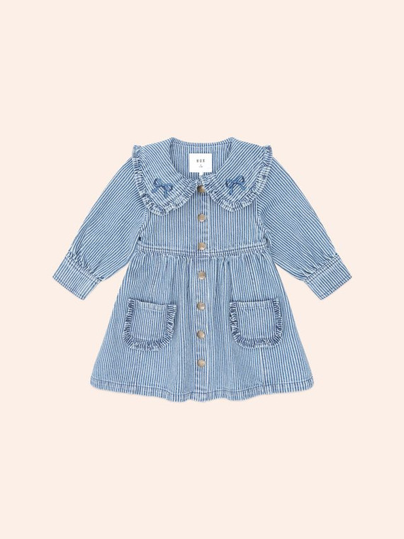 VINTAGE BOW COLLAR DENIM DRESS