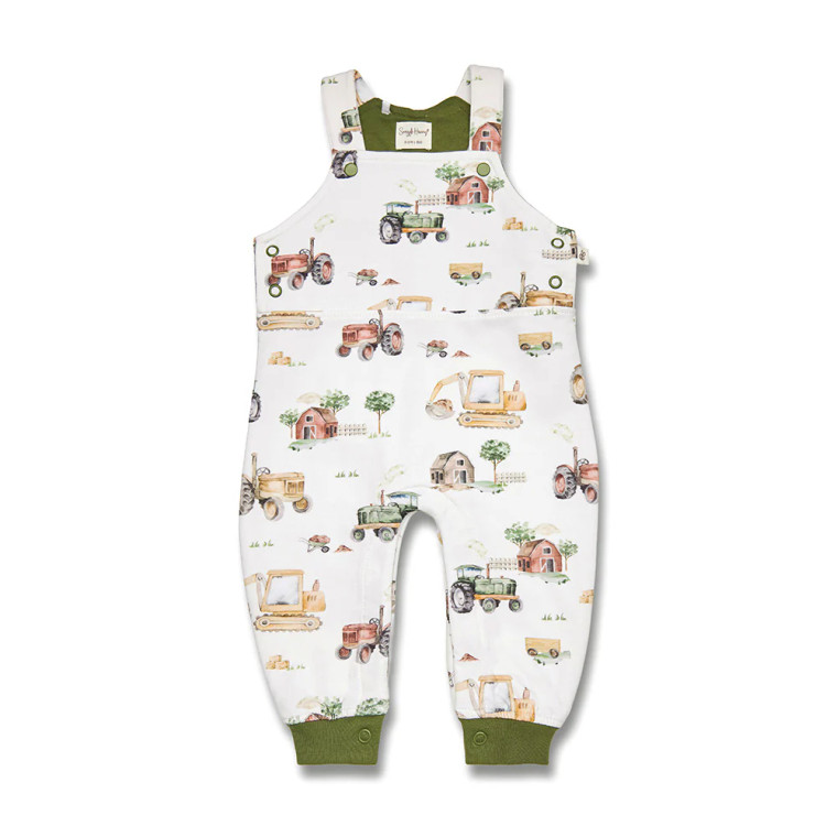 Organic Snuggle Overalls - Diggers & Tractors