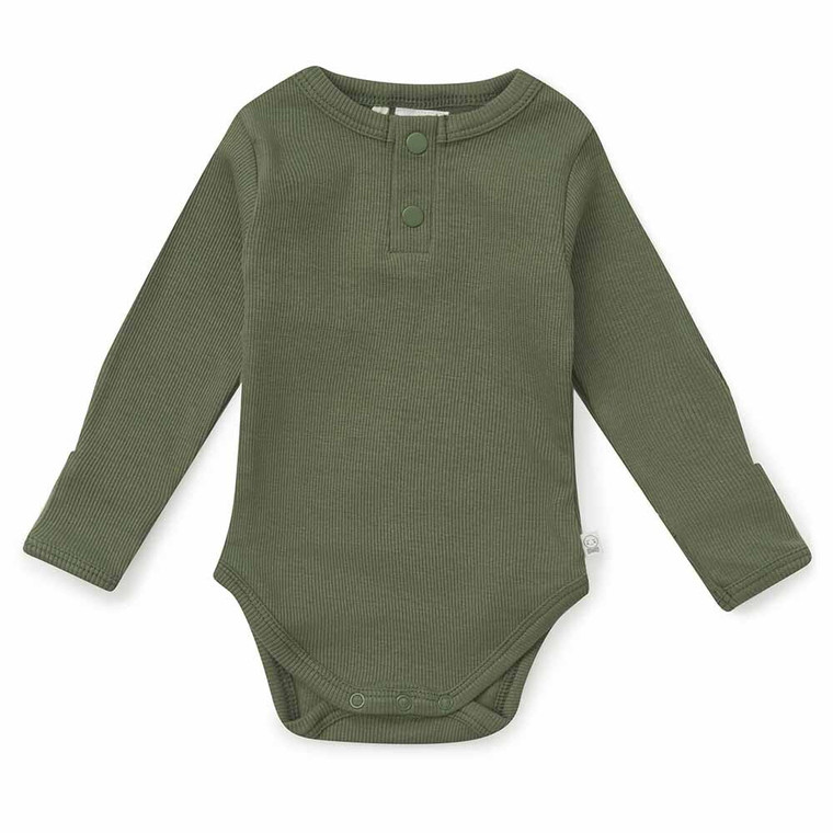 Organic Long Sleeve Bodysuit - Olive