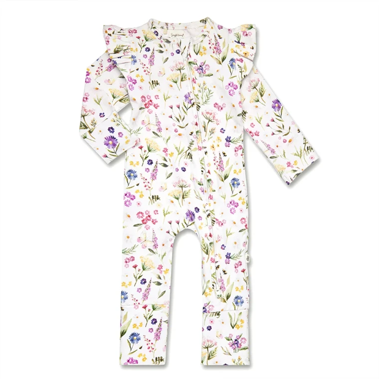 Gracie Organic Snugglesuit Convertible Romper with Frill