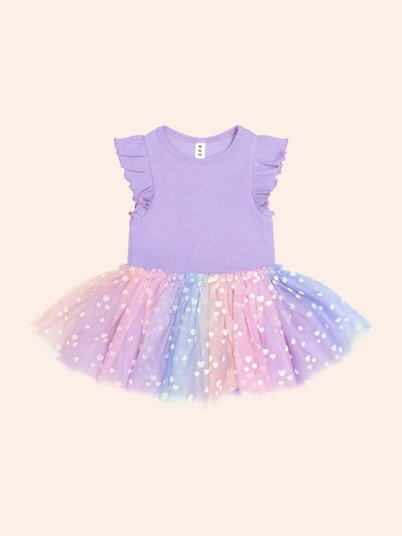 PURPLE S/SLV RIB DRESS - Orchid Purple