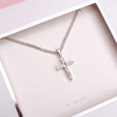 Absolute Jewellery Small Diamante Cross Necklace HCC117