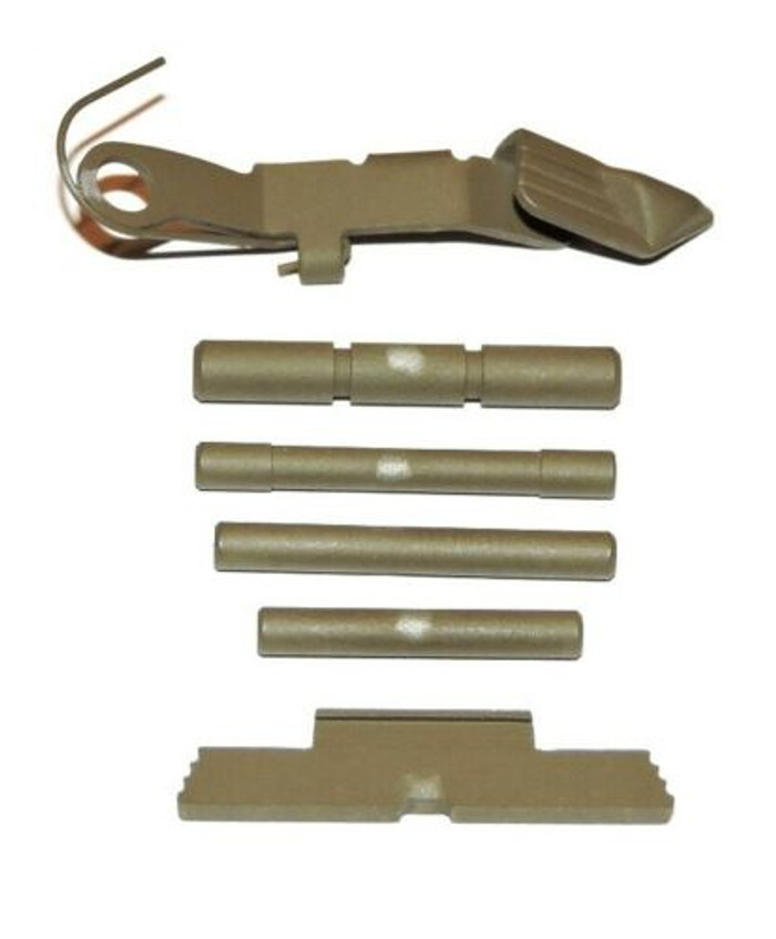 Centennial Defense Systems Stainless Steel Extended Control Kit For Polymer80 Tan Centennial Defense Systems Stainless Steel Extended Control Kit For Polymer80 Tan