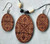 Cherry-Wood Antique Geometric Design Beaded Necklace and Earrings with S.S. findings